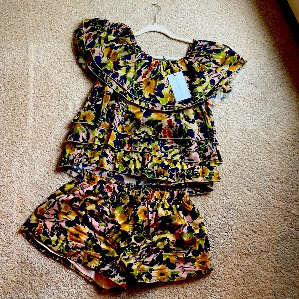 NWT Something Navy matching Top and Shorts